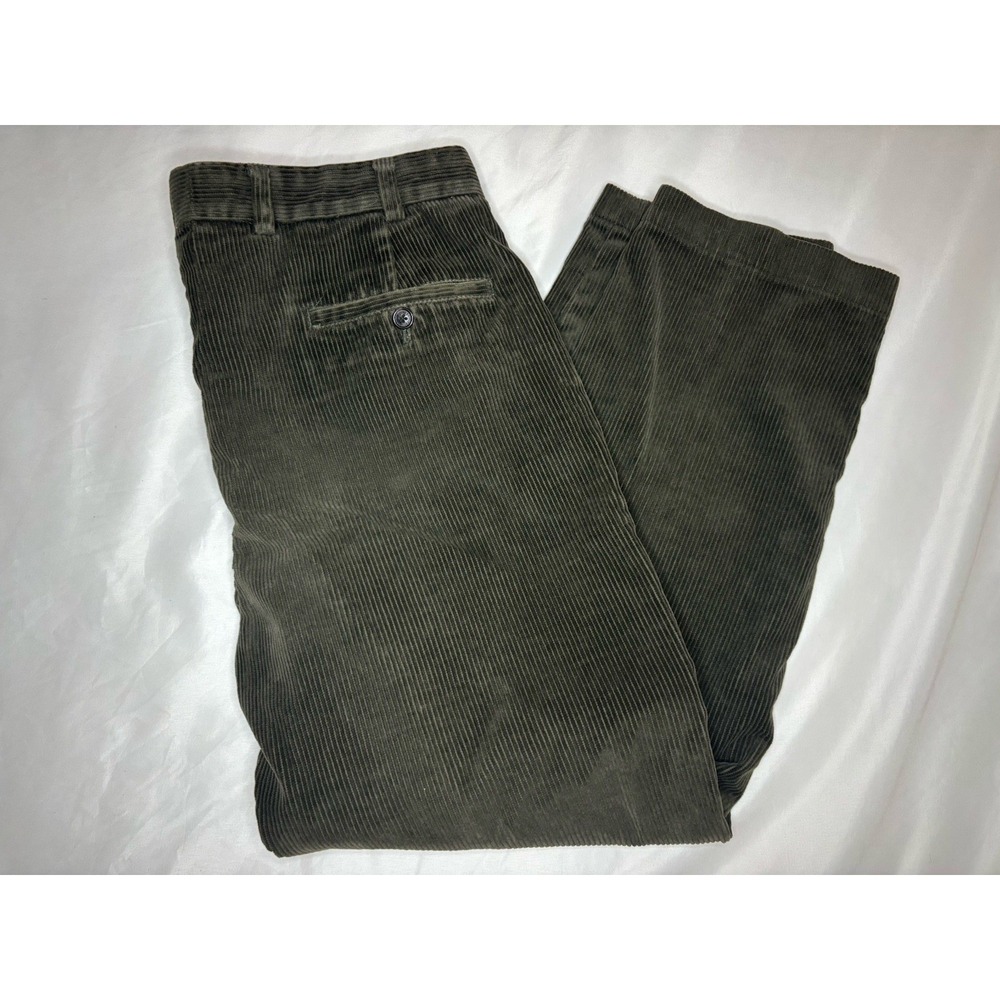 Brooks Brothers Clark Corduroy‎ Dress Pants Men's 35x30 Green Cotton & Polyester